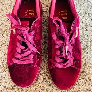 Puma X Fenty Velvet Creepers In Burgundy